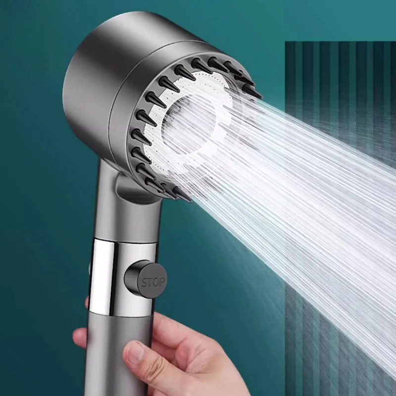 Handdouche met Filterpatroon en Massagefunctie ABS Hoogglans 25cm Drukverhoging voor Wellness Badkamer | Sansoti