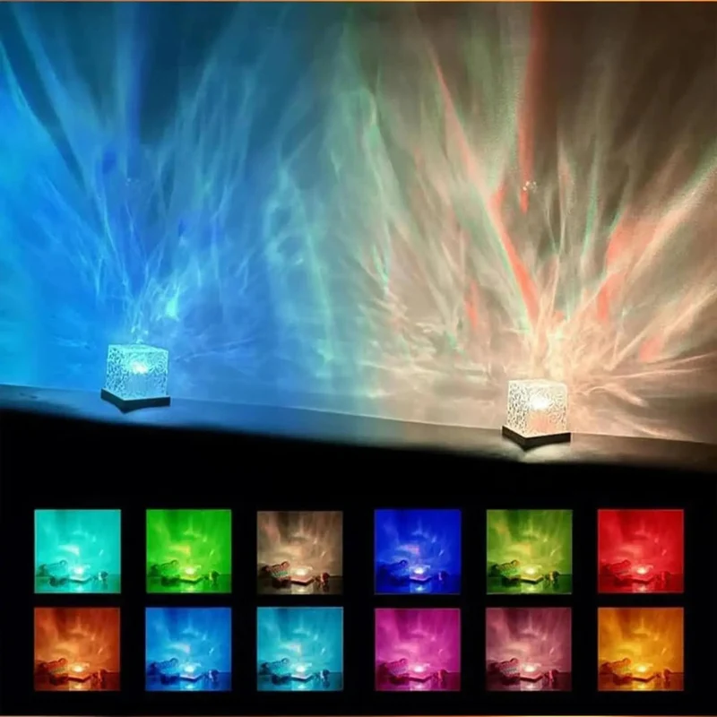 Projectielamp LED 16 Kleuren Hout Afstandsbediening Dimbaar USB Sfeerlicht voor Woonkamer Slaapkamer Sfeer | Sansoti