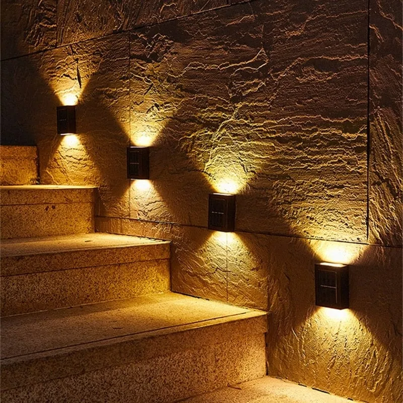 Zonne-energie Wandlamp voor Buiten IP65 Waterdicht Tuinverlichting Terras Pad Trap Oprit Warm Wit Koud Wit | Sansoti