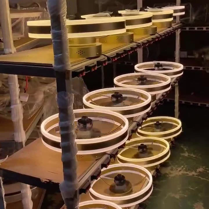 Plafondventilator met LED Verlichting Rond Massief Hout Dimbaar Japans Design voor Slaapkamer en Woonkamer | Sansoti