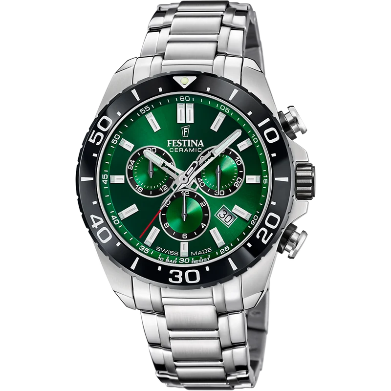 Festina F20042/3 Herren Chronograph • Saphirglas • Stahl/Grün