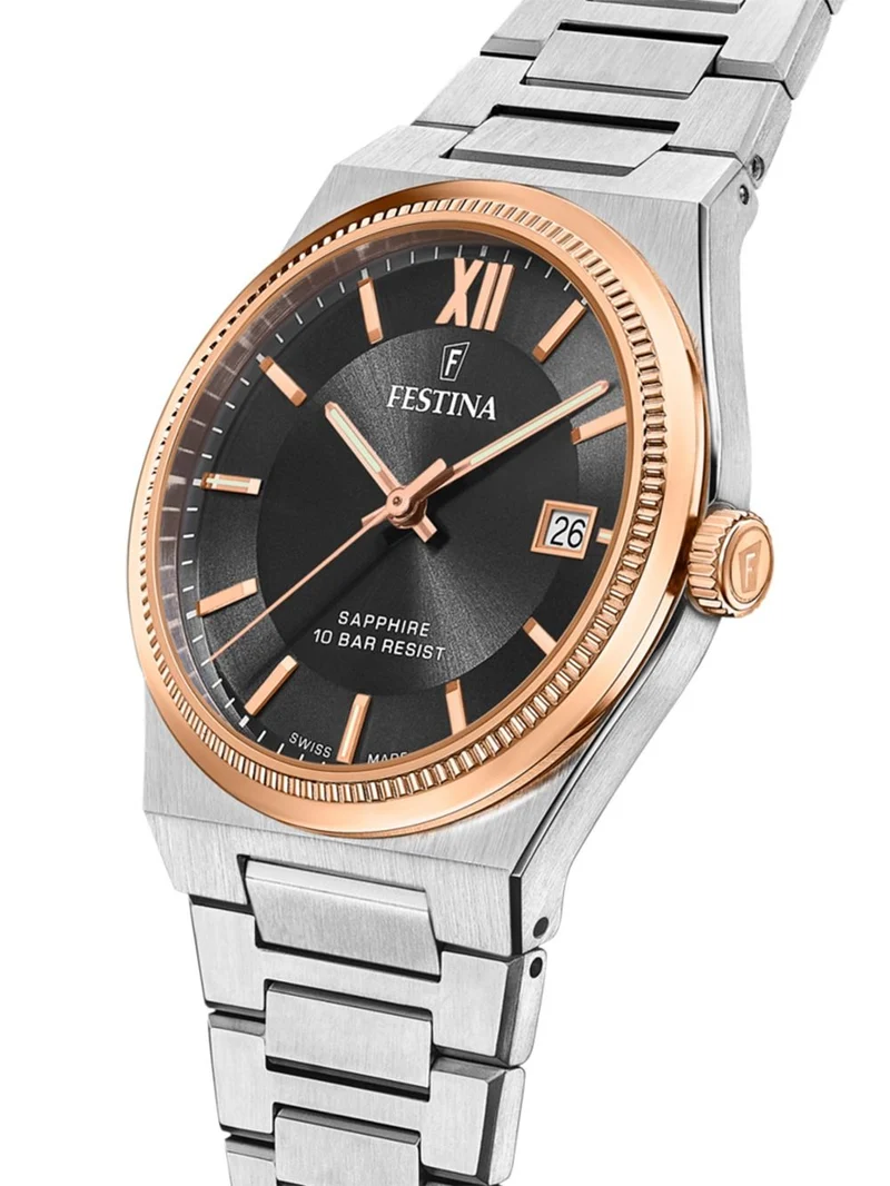 Festina Swiss Made Rivé F20036/3 Herren • Saphirglas entspiegelt • Swiss Made Quarzwerk