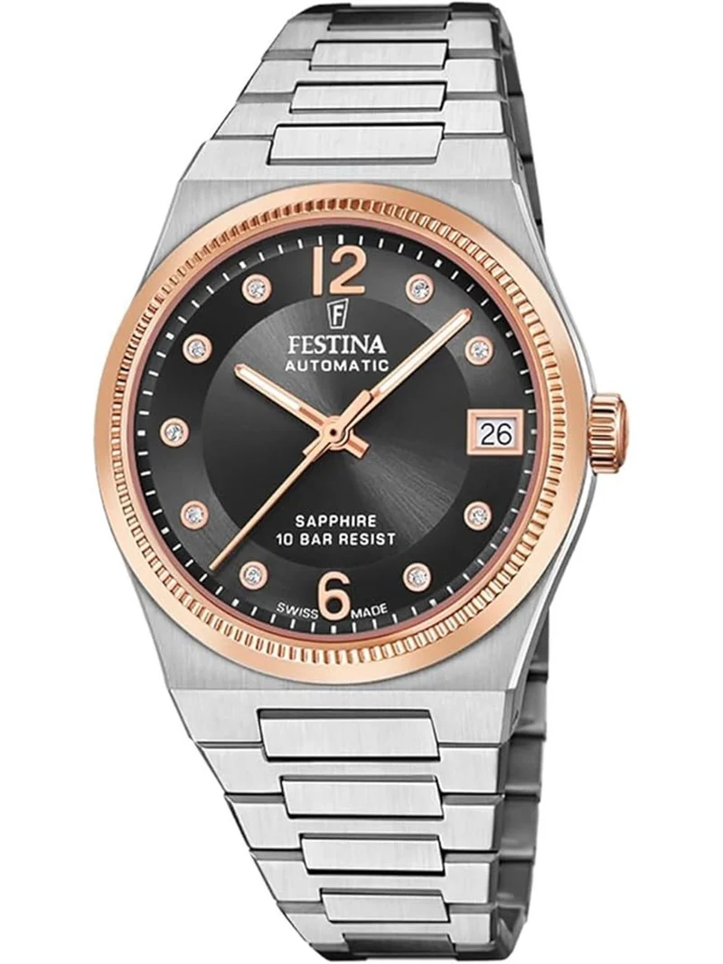 Festina Rivé F20031/3 Damenuhr Schwarz • Automatikwerk Swiss Made • Saphirglas