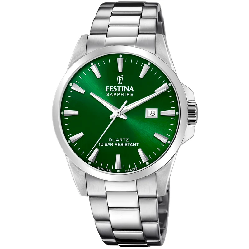 Festina Swiss Made F20024/6 Herrenuhr • Grünes Zifferblatt • Saphirglas