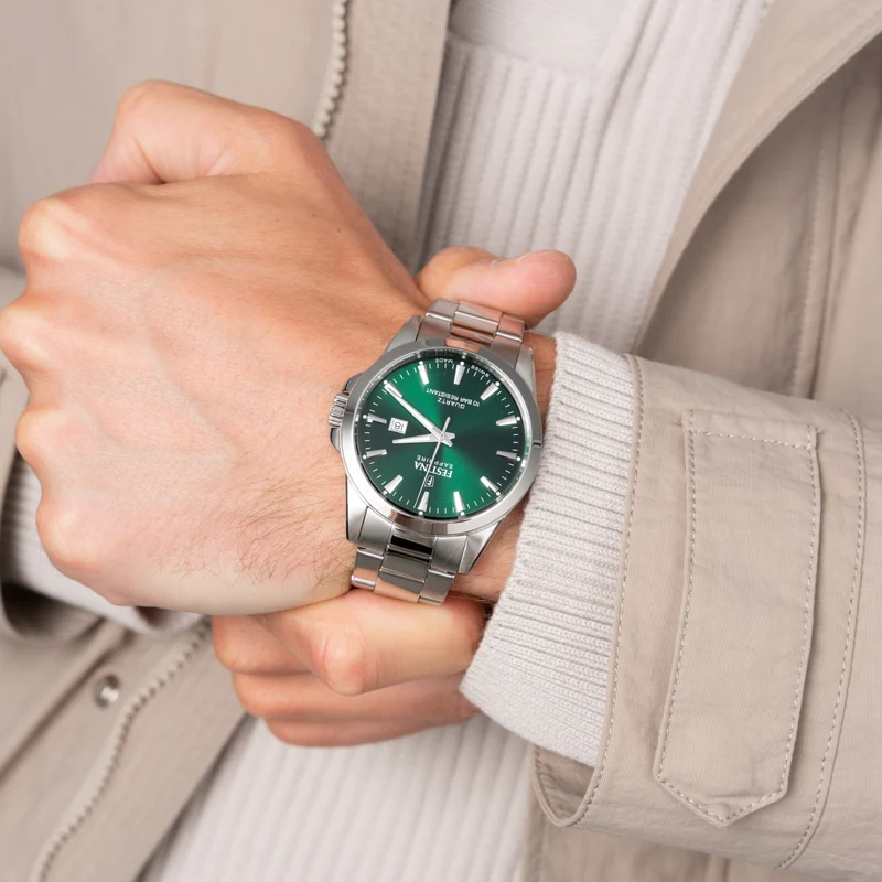 Festina Swiss Made F20024/6 Herrenuhr • Grünes Zifferblatt • Saphirglas