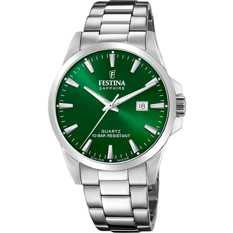 Festina Swiss Made F20024/6 Herrenuhr • Grünes Zifferblatt • Saphirglas