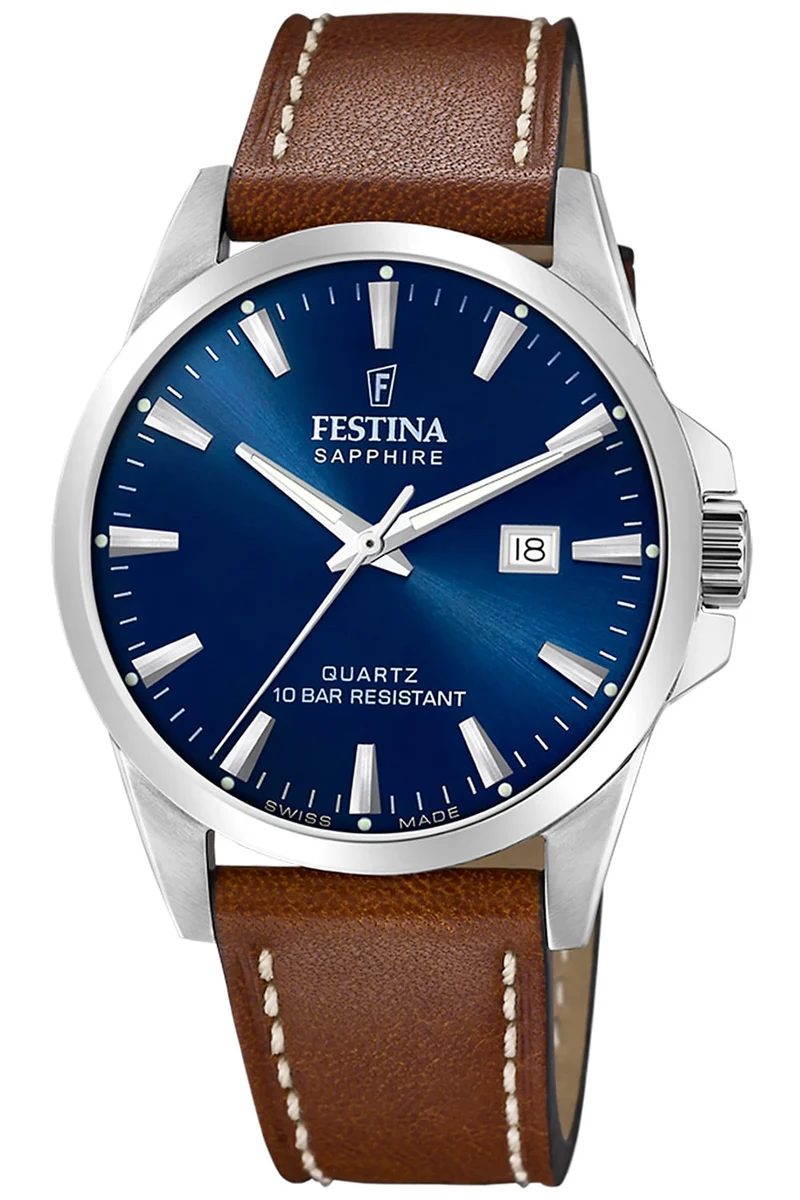 Festina F20025/3 Herren Armbanduhr Blau/Braun • Saphirglas • Quarzwerk