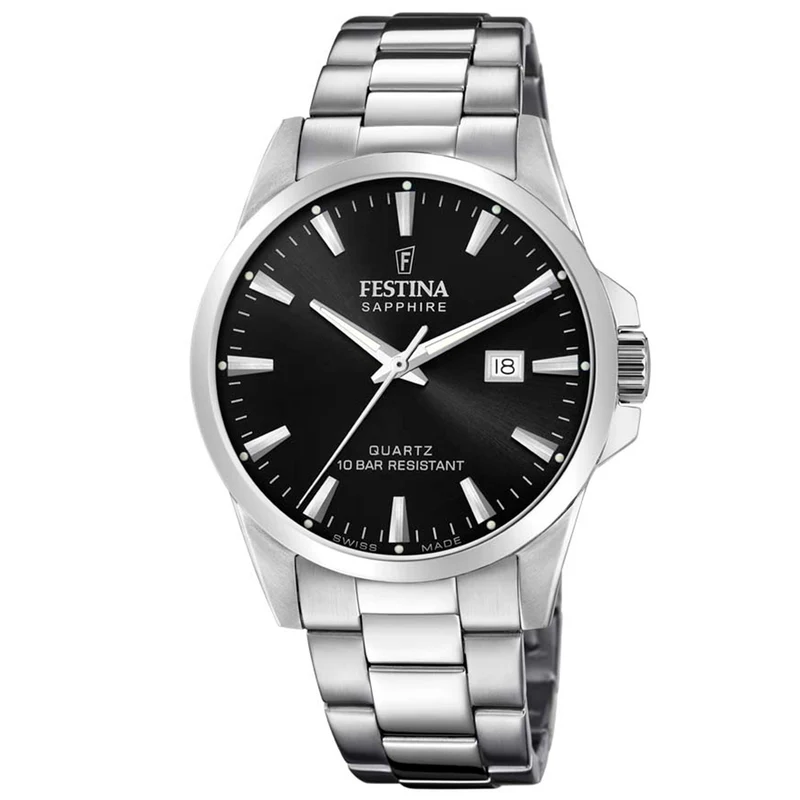 Festina F20024/4 Herrenuhr Schwarz • Saphirglas • Edelstahlarmband