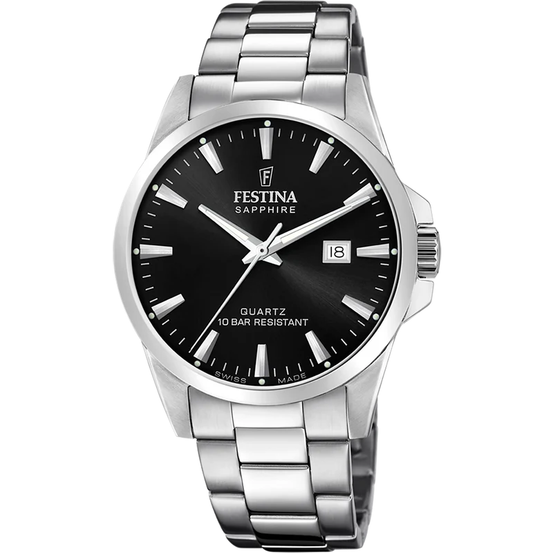 Festina F20024/4 Herrenuhr Schwarz • Saphirglas • Edelstahlarmband