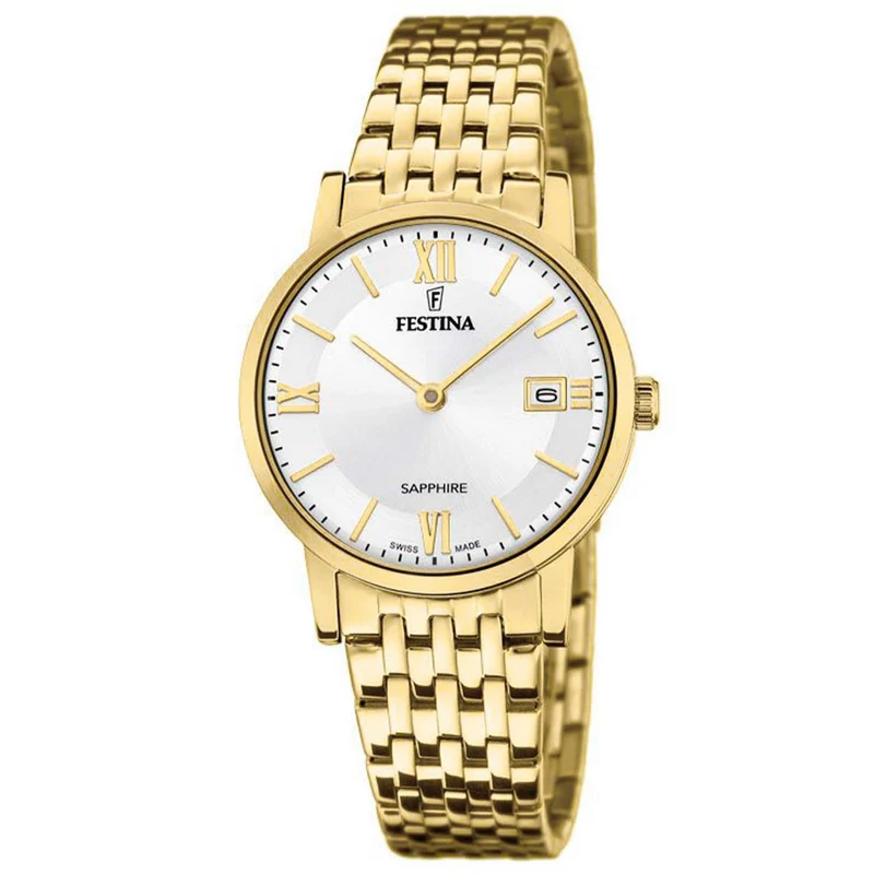 Festina Swiss Made Slim F20021/1 Damenuhr Silber • Saphirglas • Schlankes Edelstahlgehäuse