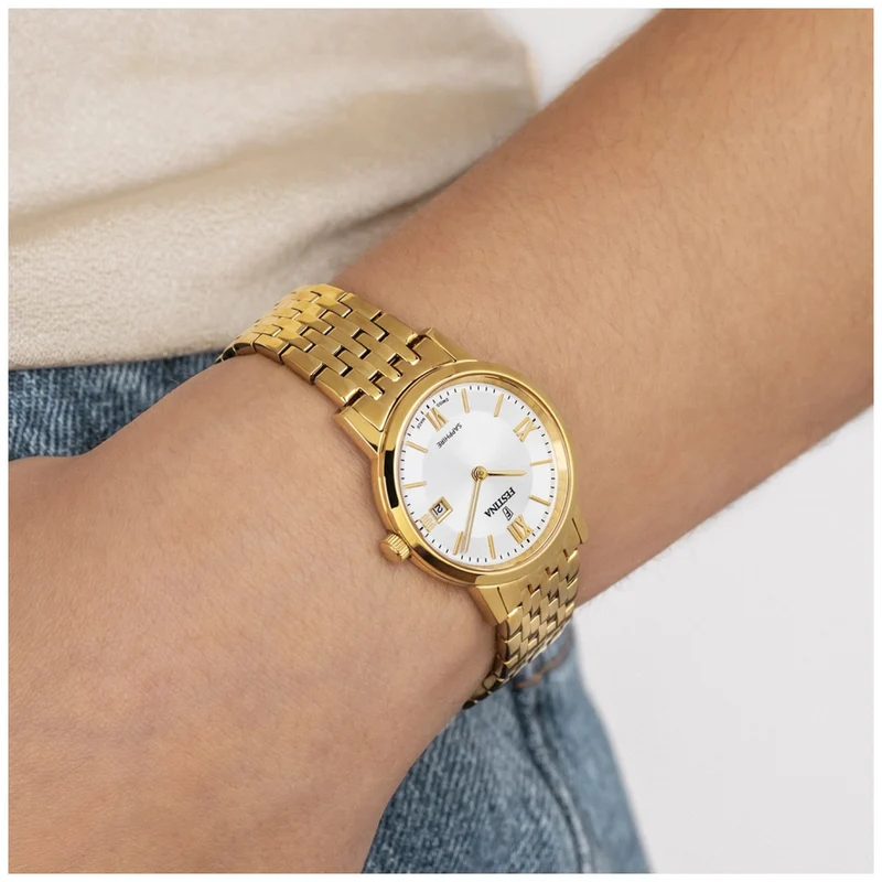 Festina Swiss Made Slim F20021/1 Damenuhr Silber • Saphirglas • Schlankes Edelstahlgehäuse