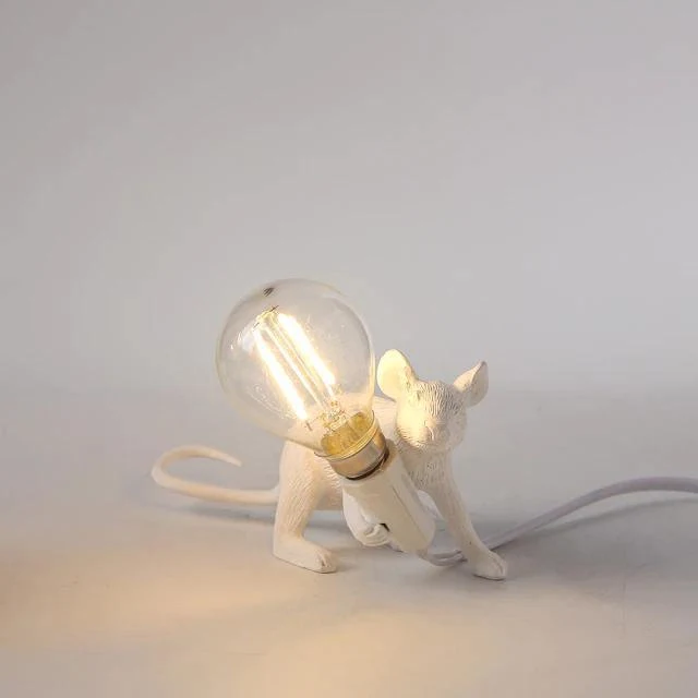 Tafellamp Muis met LED-verlichting Hars Decoratief Sculptuur Woonkamer Slaapkamer Nachtkastje Goud Wit | Sansoti