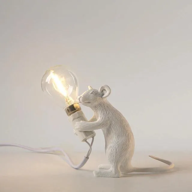 Tafellamp Muis met LED-verlichting Hars Decoratief Sculptuur Woonkamer Slaapkamer Nachtkastje Goud Wit | Sansoti
