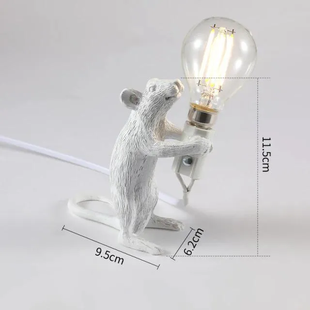 Tafellamp Muis met LED-verlichting Hars Decoratief Sculptuur Woonkamer Slaapkamer Nachtkastje Goud Wit | Sansoti