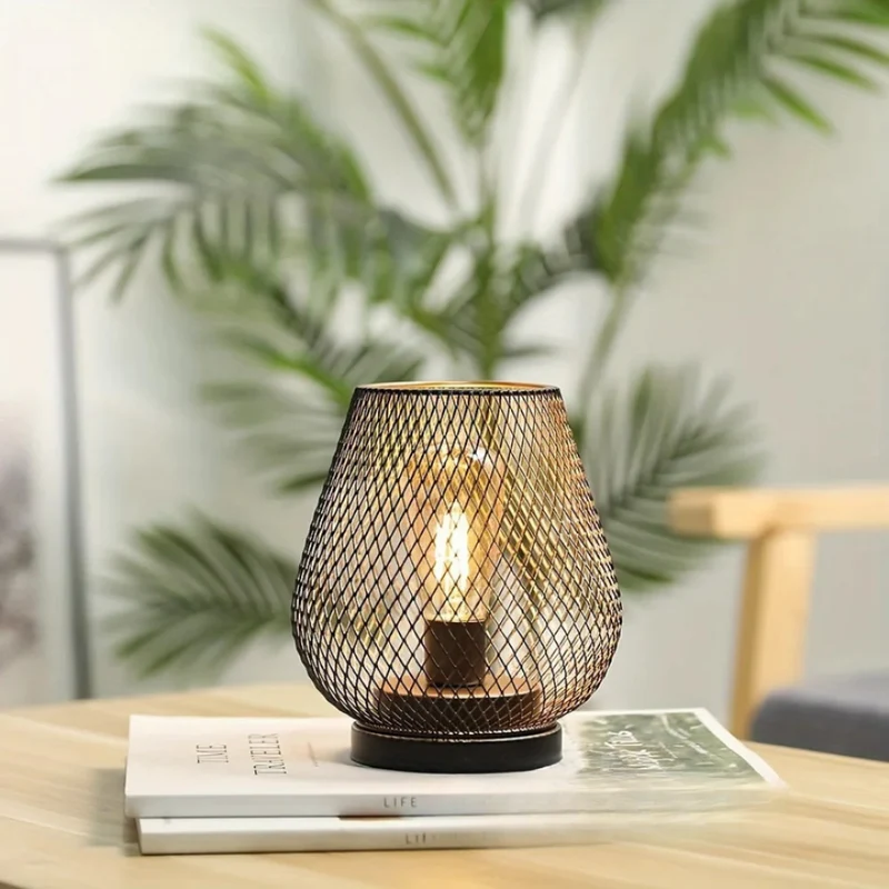 Draadloze LED Tafellamp Lantaarn Metaal 17cm Warm Licht op Batterij Binnen Buiten Sfeerlicht Sfeerverlichting | Sansoti