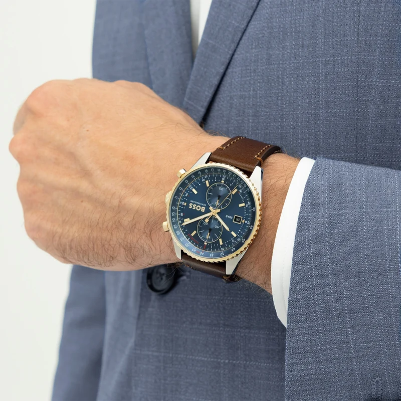 BOSS Skytraveller 1514346 Herren Armbanduhr • Elegantes Design • BOSS Qualität