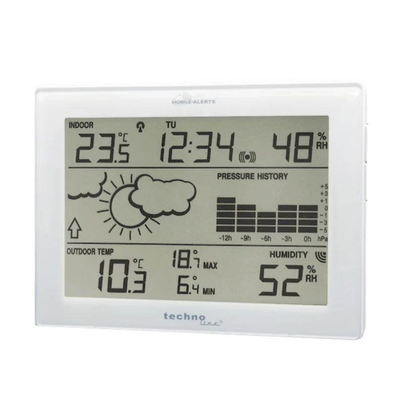 Wetterstation - inkl. Sender - Wettervorhersage und -bedingungen - Funkuhr - Datum - Alarmfunktion - Technoline Mobile Alerts 10410