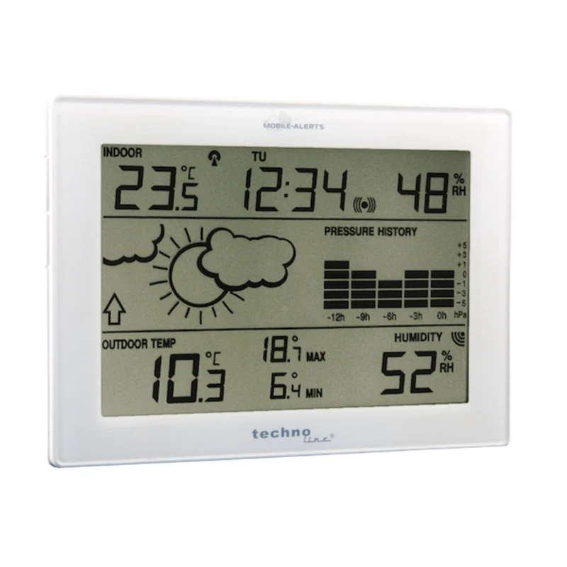Wetterstation - inkl. Sender - Wettervorhersage und -bedingungen - Funkuhr - Datum - Alarmfunktion - Technoline Mobile Alerts 10410