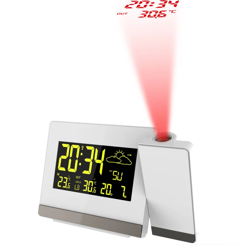 Funkwecker - Projektion von Zeit und Temperatur - Inkl. Außensensor - Wettervorhersage - Datum - Technoline WT 549