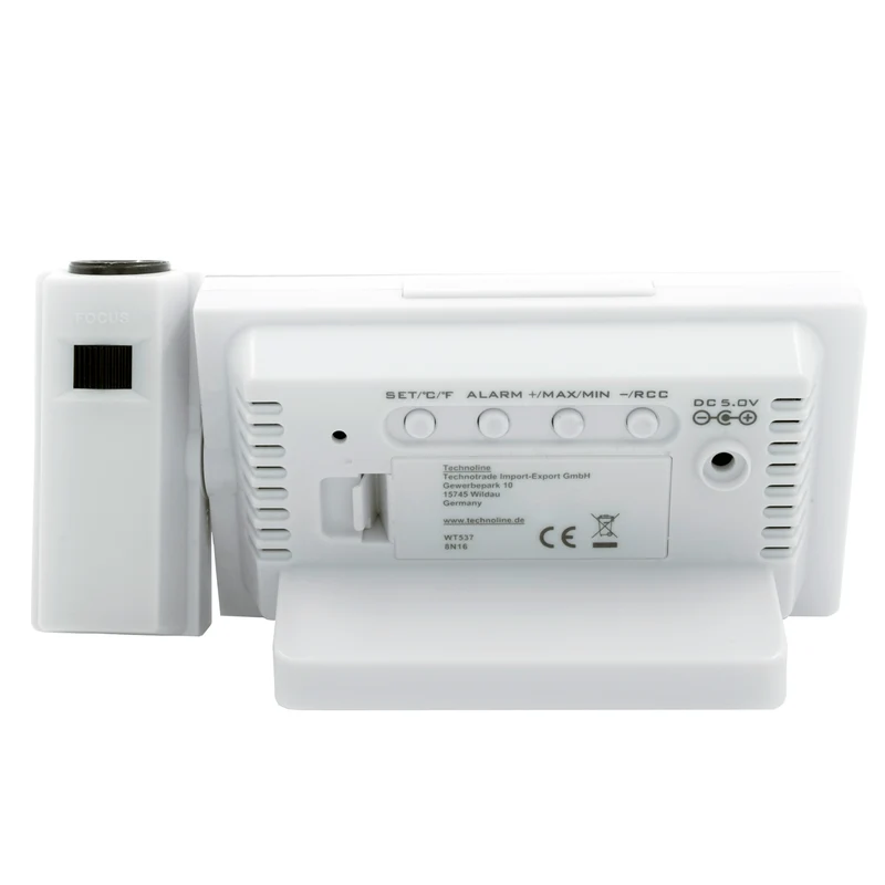 Funkwecker - Projektion Uhrzeit - Datum - Temperatur - Luftfeuchtigkeit - Technoline WT 537