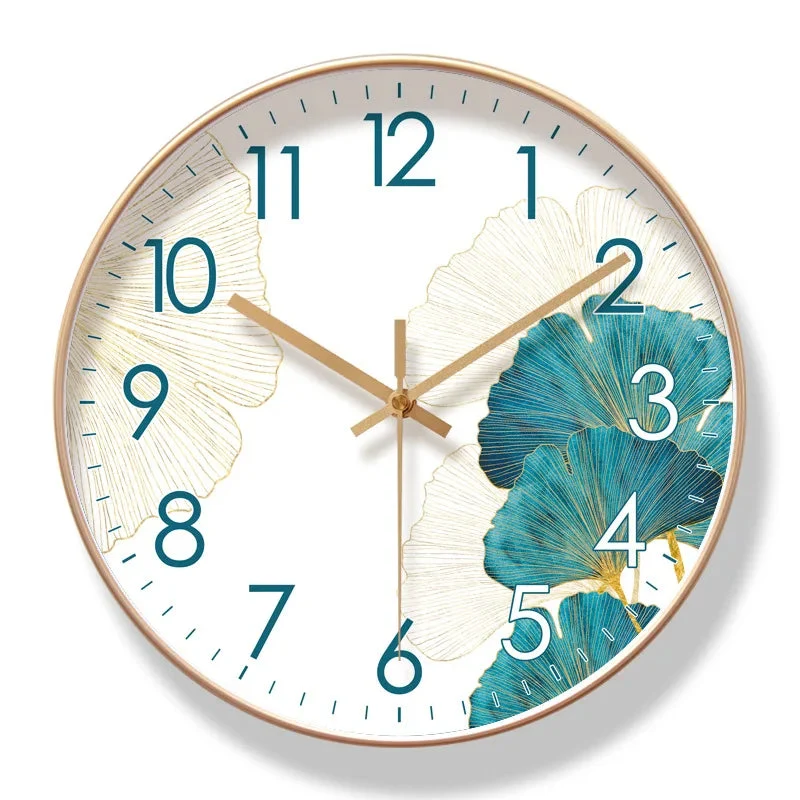 Bloemen Wandklok Geruisloos Quartz 25-30cm Zwart Goud Blauw Groen Wit Decoratief Woonkamer Slaapkamer | Sansoti