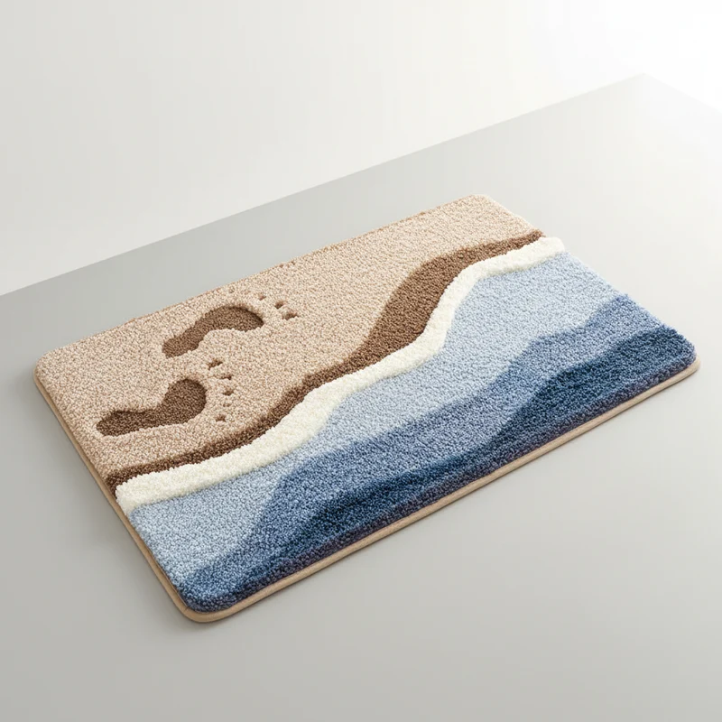 Badmat Antislip Zacht Pluche Landschap Design 40x60 50x80 cm Scandinavisch Vloerkleed Douchemat Badkamer | Sansoti