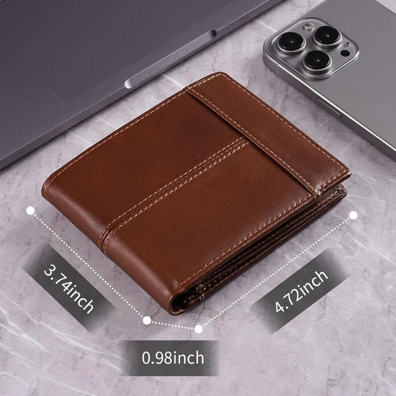 Leren Portemonnee Heren RFID Bescherming 16 Kaartvakken Meerdere Opbergvakken Compact Formaat Dagelijks Gebruik | Sansoti