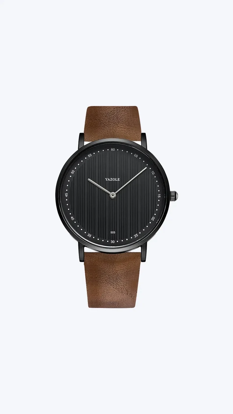 Herenhorloge Leren Band Quartz Uurwerk Klassiek Design Stijlvol Polshorloge Vintage Look Tijdloos Elegant | Sansoti