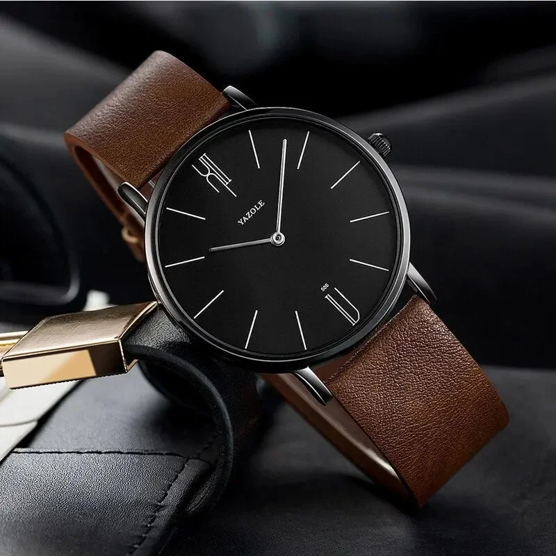 Herenhorloge Leren Band Quartz Uurwerk Klassiek Design Stijlvol Polshorloge Vintage Look Tijdloos Elegant | Sansoti