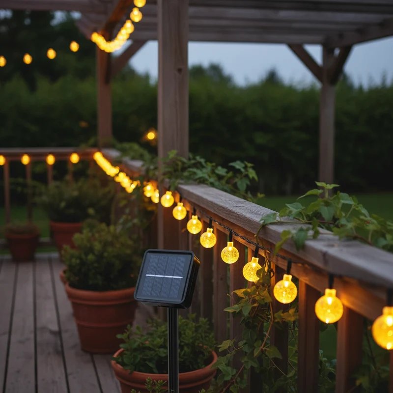 Solar LED lichtsnoer 20 lampjes warmwit tuin terras balkon tuinverlichting op zonne-energie duurzaam sfeer | Sansoti