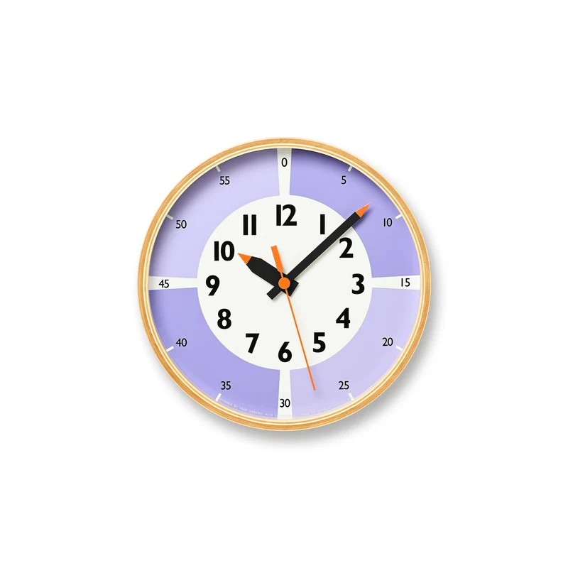 Lemnos fun pun clock YD23-09-LI Wanduhr Lila • Sweep-Uhrwerk • Montessori-Lernuhr