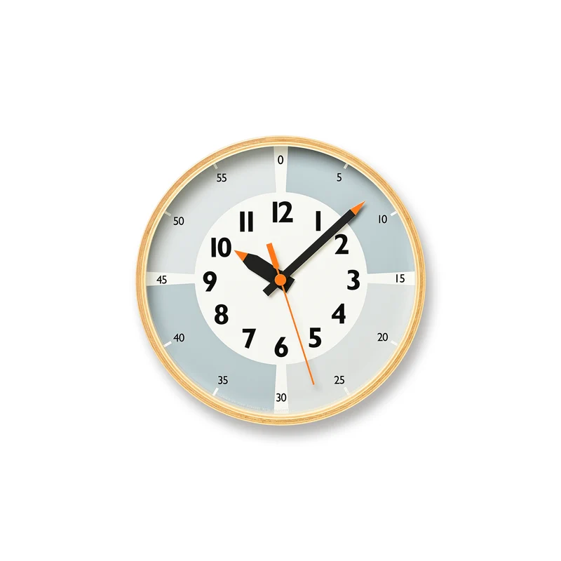 Lemnos fun pun clock YD23-09-GY Wanduhr Grau • Geräuschloses Sweep-Quarzwerk • Kinder-Zeitmanagement-Design