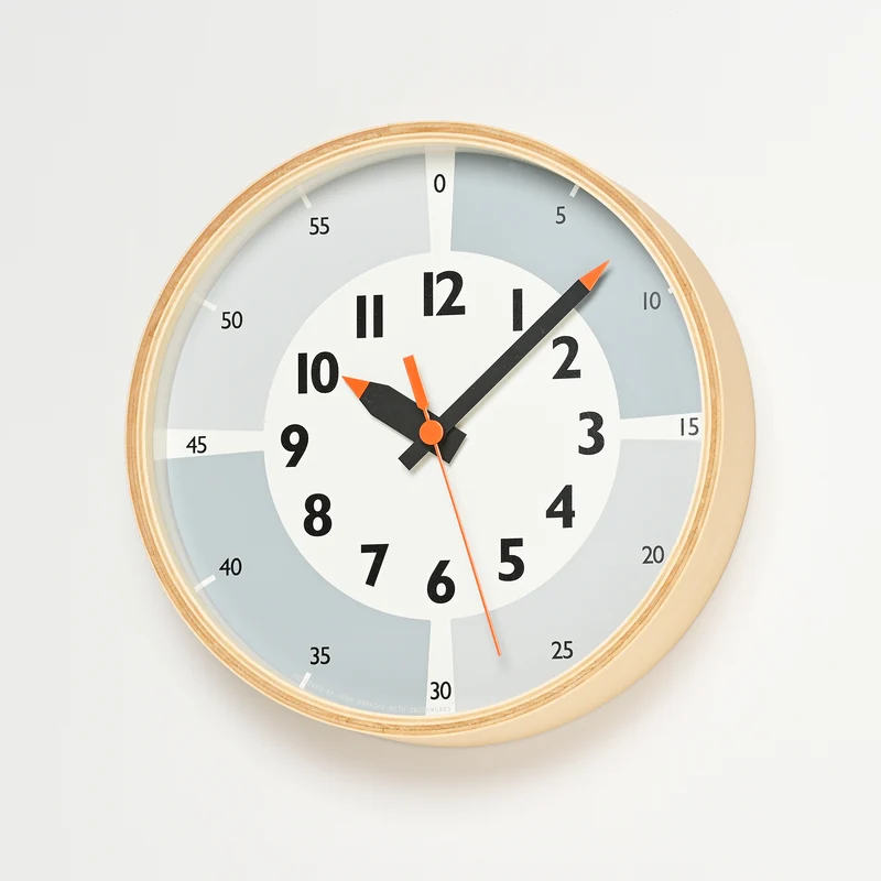 Lemnos fun pun clock YD23-09-GY Wanduhr Grau • Geräuschloses Sweep-Quarzwerk • Kinder-Zeitmanagement-Design