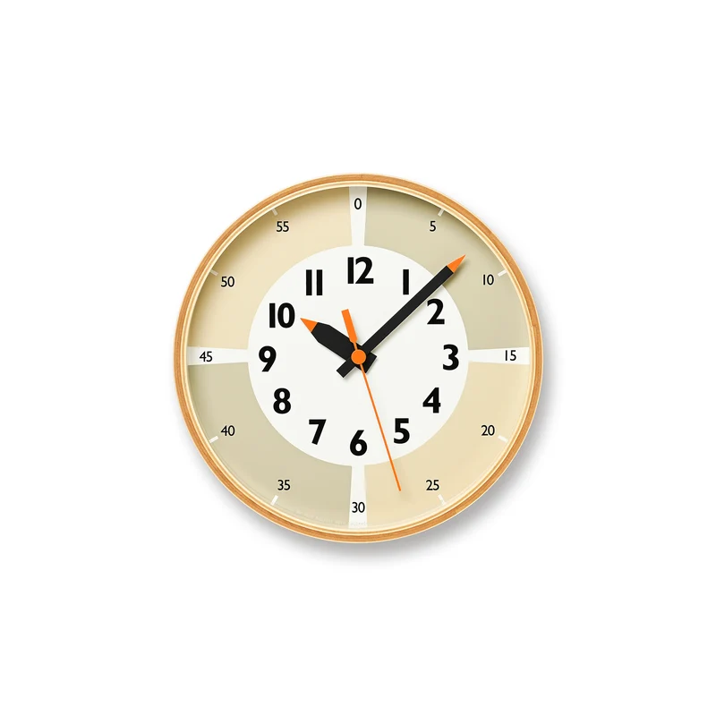 Lemnos fun pun clock YD23-09-BG Wanduhr Beige • Sweep-Uhrwerk • Kindgerechtes Design