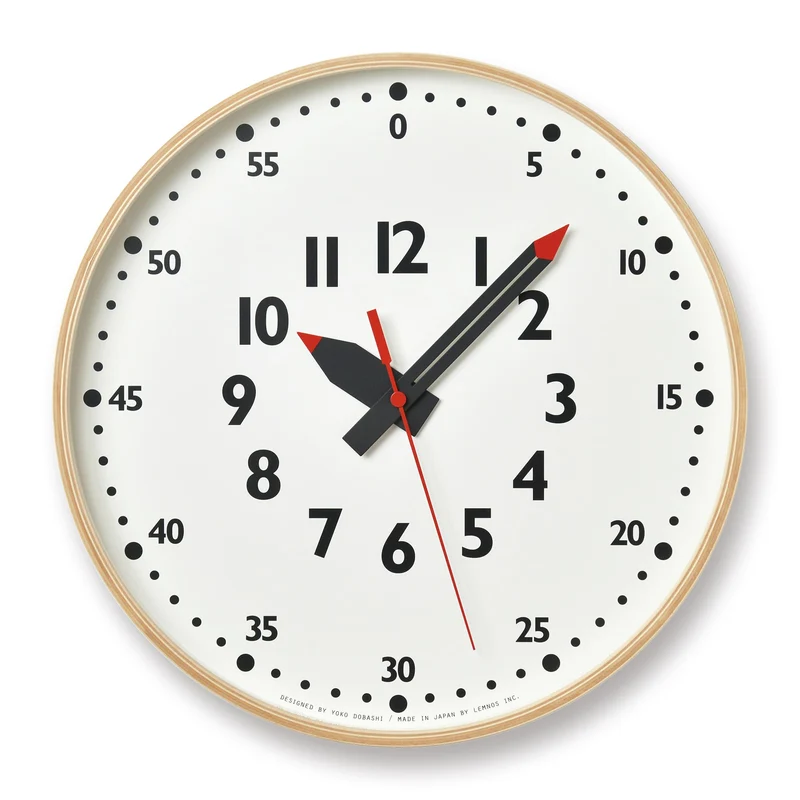 Lemnos fun pun clock YD14-08-L Wanduhr Naturholz • Montessori-Lernuhr • Sperrholz aus Japan