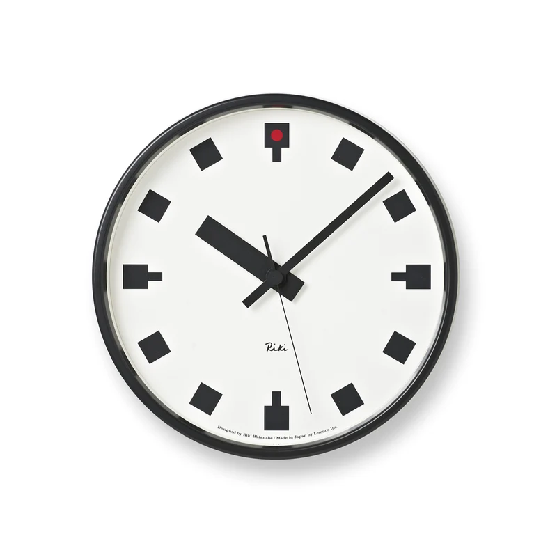 Lemnos Hibiya WR12-04 Wanduhr Schwarz • Sweep-Uhrwerk • Japanisches Design