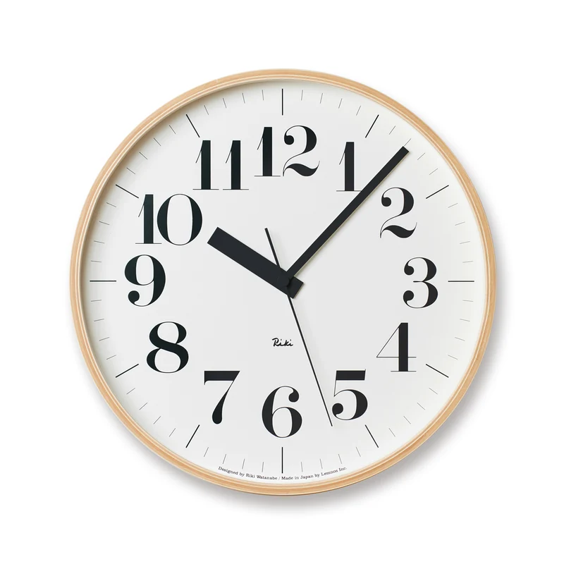 Lemnos Riki Clock WR08-27 Wanduhr Naturholz • Sweep-Uhrwerk • Japanisches Design