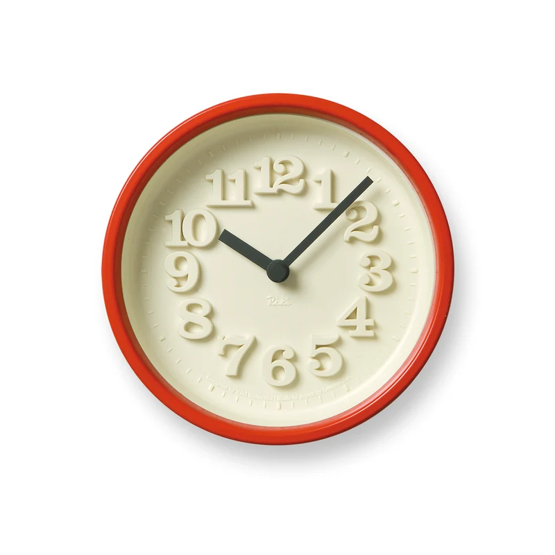 Lemnos Riki Chiisana Tokei WR07-15-RE Wanduhr Rot • Geräuschloses Quarzwerk • Japanisches Design