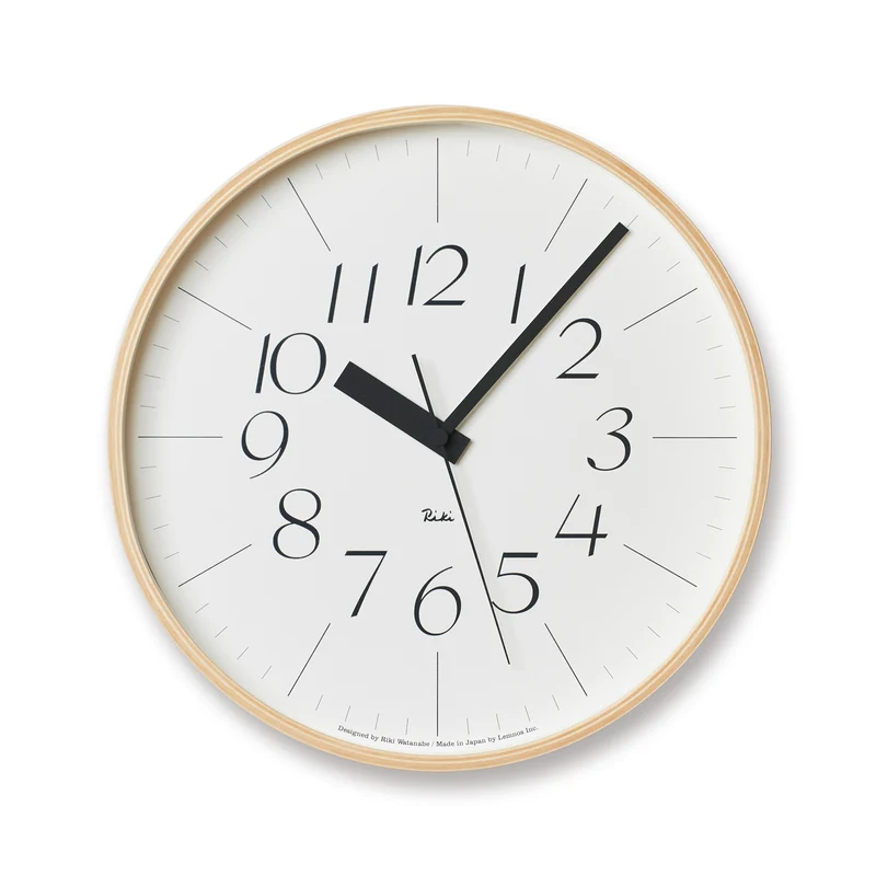 Lemnos Riki Clock Optima WR08-26 Wanduhr Weiß • Geräuschloses Sweep-Uhrwerk • Japanisches Design