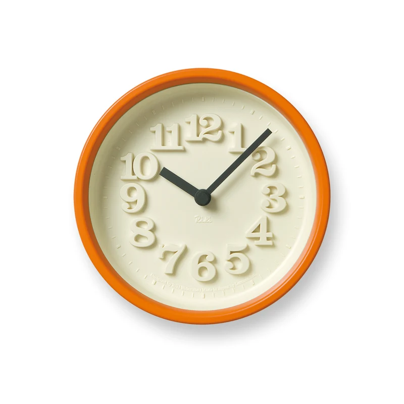 Lemnos Riki Chiisana Tokei WR07-15-OR Wanduhr Orange • Geräuschloses Quarzwerk • Japanisches Design