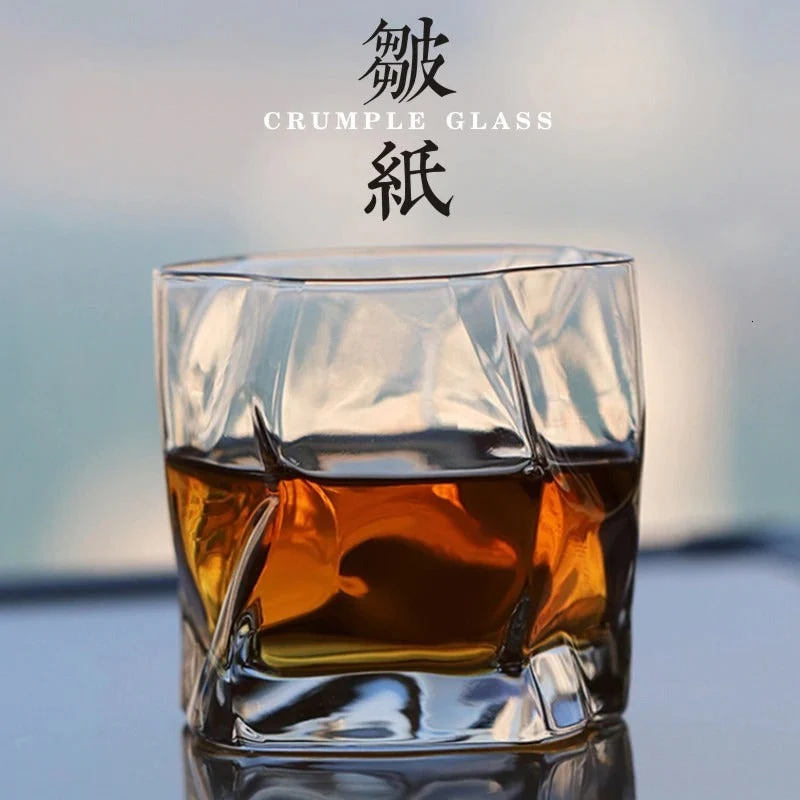 Gegolfd Whiskyglas 300ml Hittebestendig Glas Golvend Design Handgemaakt Drinkglas voor Whisky Cocktails Spiritualiën Japanse Stijl | Sansoti
