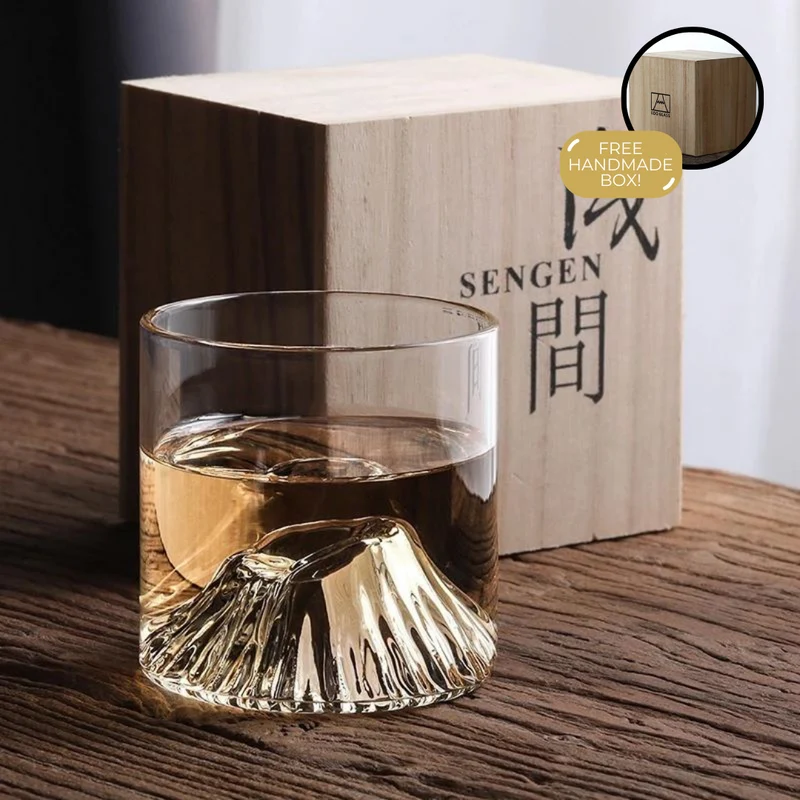 Handgemaakt Whiskyglas met Vulkaankrater Bodem 200ml Hittebestendig Glas Japanse Ambacht Premium Whisky Glas | Sansoti