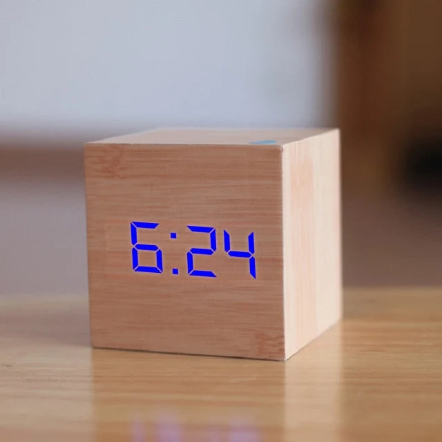 Digitale Spraakgestuurde LED-Wekker Kubusvorm Energiezuinig Bedtafel Bureau | Sansoti