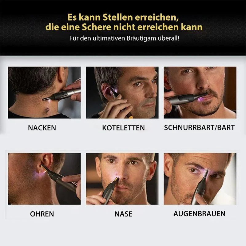 Elektrische Wenkbrauwknipper met LED-Verlichting Zwart voor Gezichtshaar Detailtrimmer Precisie Scheren Neus Oor Koteletten Contourentrimmer Oplaadbaar | Sansoti