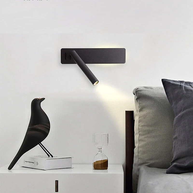Wandlamp Leeslamp met Draaibare Arm | Warm LED Licht voor Bed en Leeshoek | Verstelbare Wandleeslamp Zwart of Wit | Sansoti
