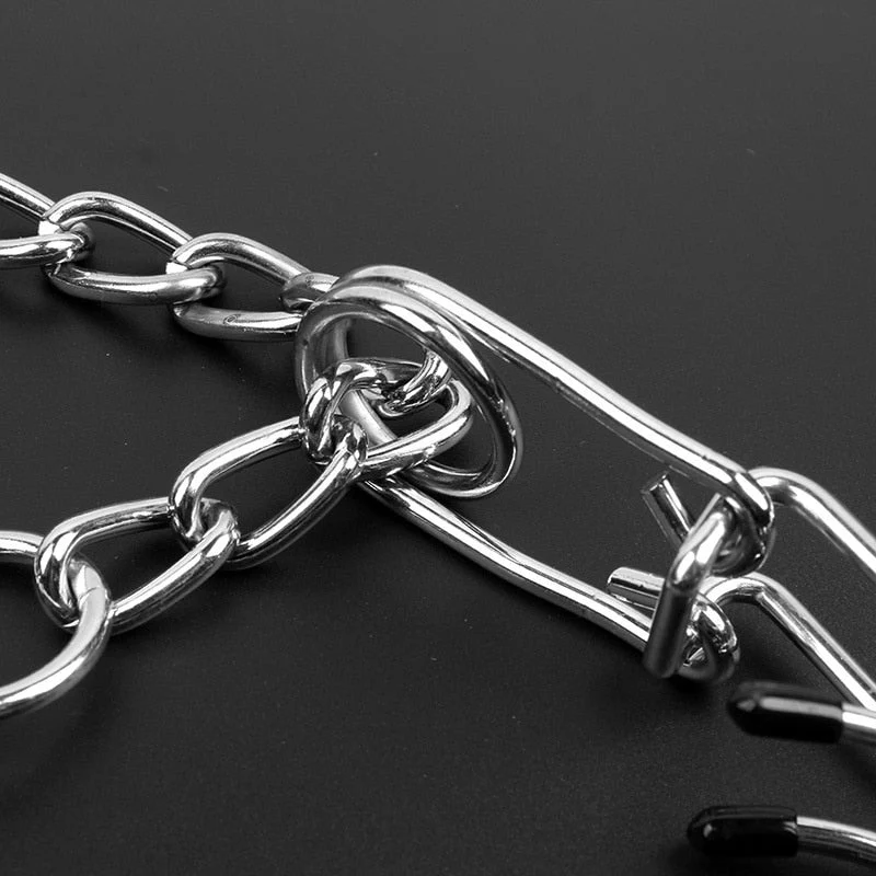 Correctieband Hond Verstelbaar met Gummitips Zwart voor Trainingscontrole | Anti-Trek Trainingsband Metaal met Veilige Pinnen | Sansoti