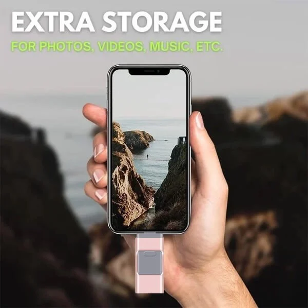 4-in-1 USB-Stick met Meervoudige Aansluitingen Zwart Zilver Goud Roze voor Smartphone Tablet Laptop iPhone Android | Snelle Datatransfer Opslagstick Universele Compatibiliteit iOS Windows Mac Backup | Sansoti