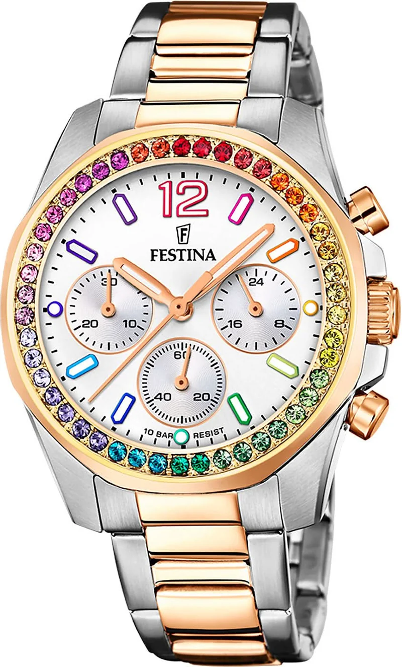 Festina Boyfriend Rainbow F20608/2 Damenuhr • Regenbogen-Zirkonia • Edelstahl