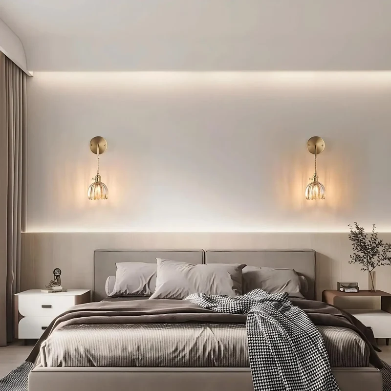 Retro Wandlamp Tulpvormige Glazen Kap E27 Fitting Slaapkamer Hal Woonkamer Eetkamer Interieur Verlichting | Sansoti