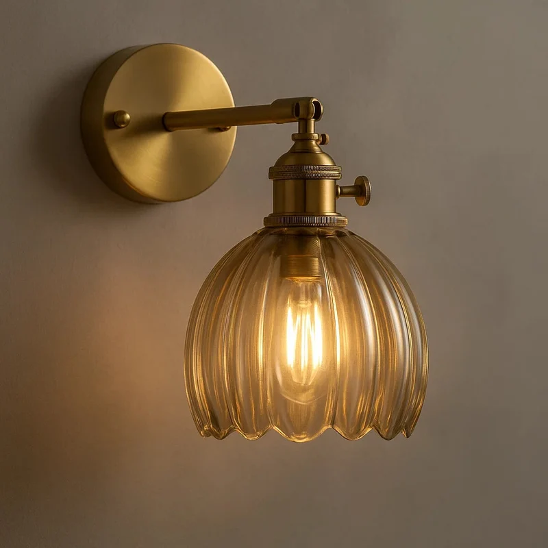 Retro Wandlamp Tulpvormige Glazen Kap E27 Fitting Slaapkamer Hal Woonkamer Eetkamer Interieur Verlichting | Sansoti